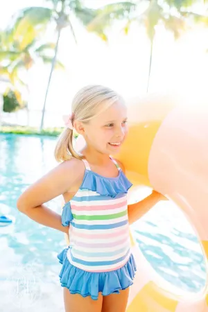 Broad Street Stripe Rodeo Drive Ruffle Swimsuit - The Beaufort Bonnet Company