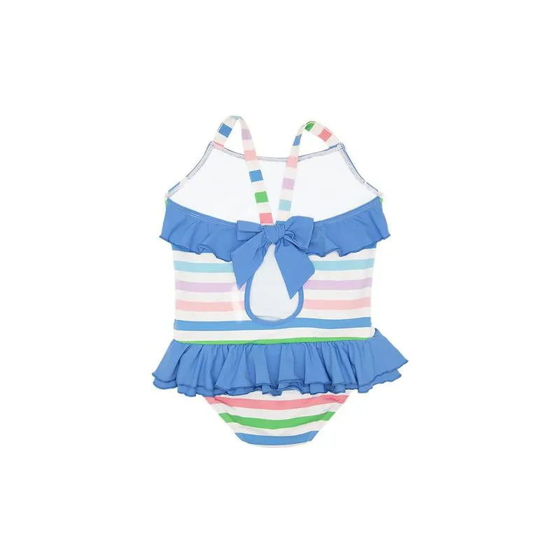 Broad Street Stripe Rodeo Drive Ruffle Swimsuit - The Beaufort Bonnet Company