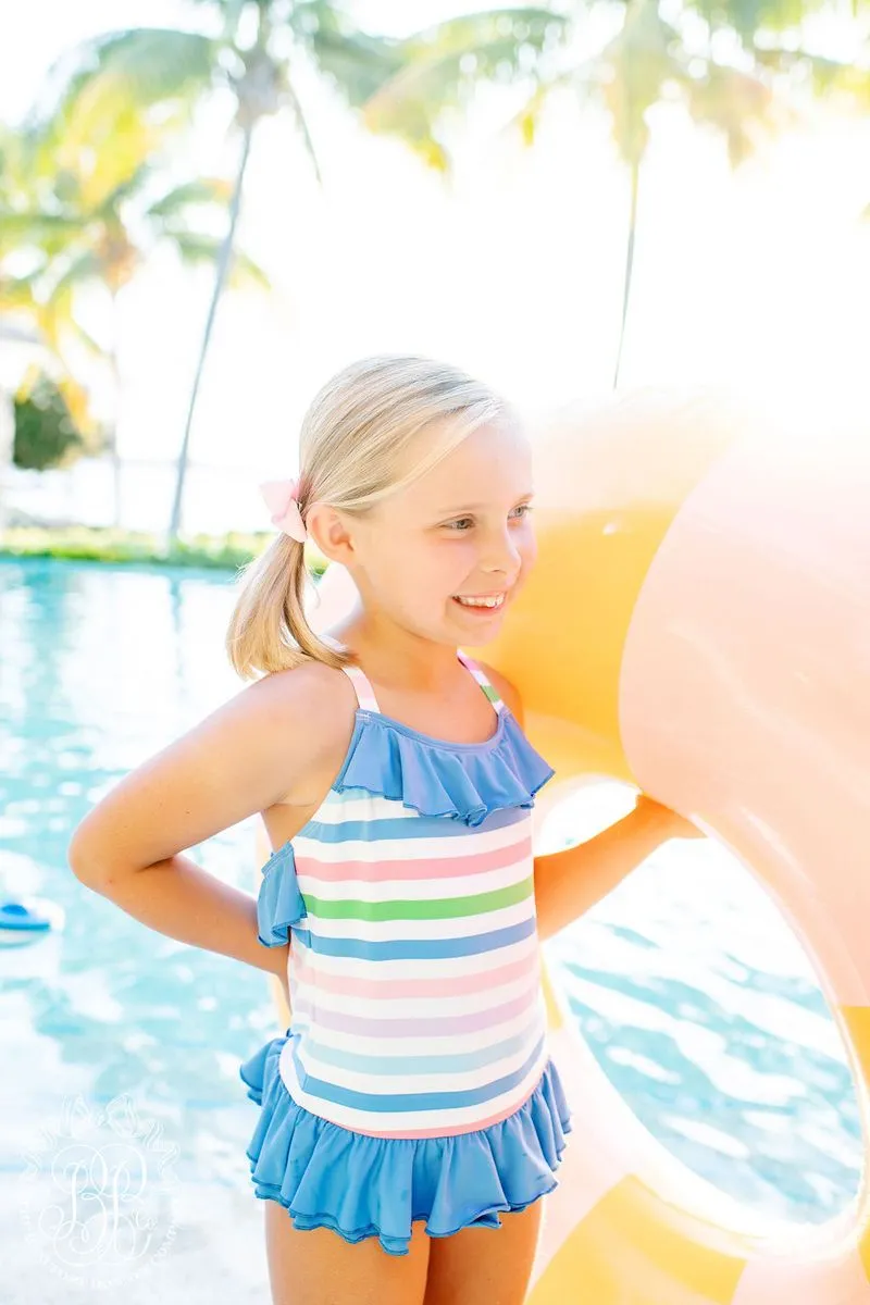 Broad Street Stripe Rodeo Drive Ruffle Swimsuit - The Beaufort Bonnet Company