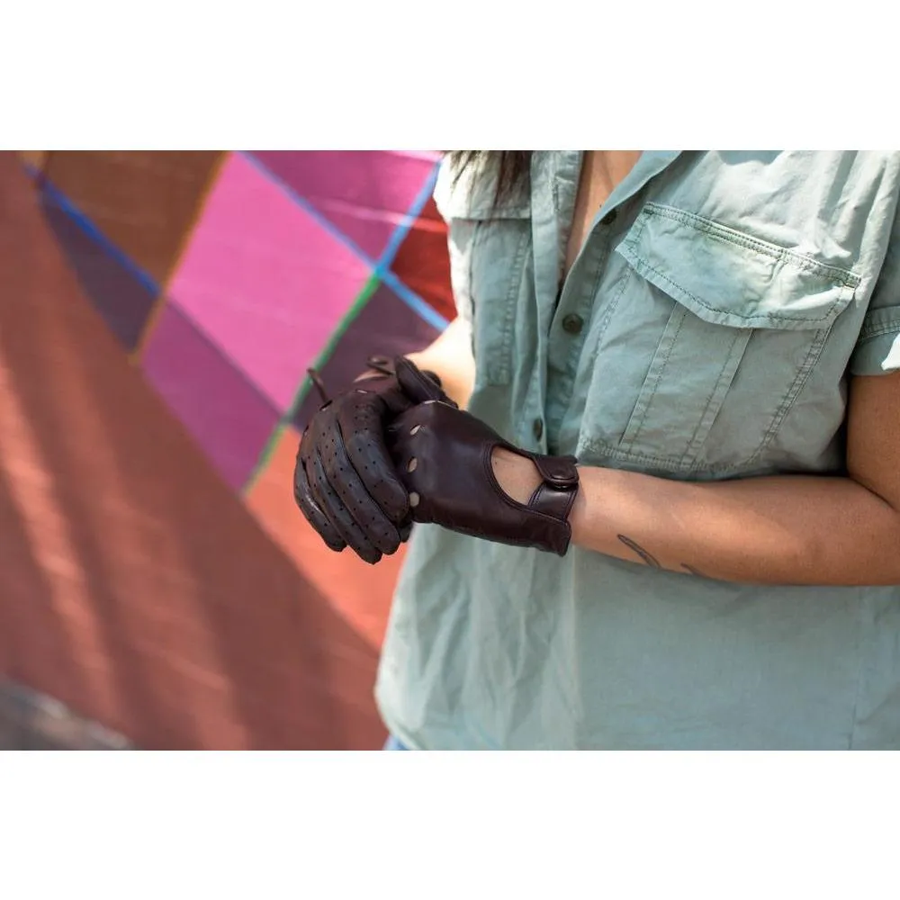 Women's Brown Leather Napoli Driving Gloves